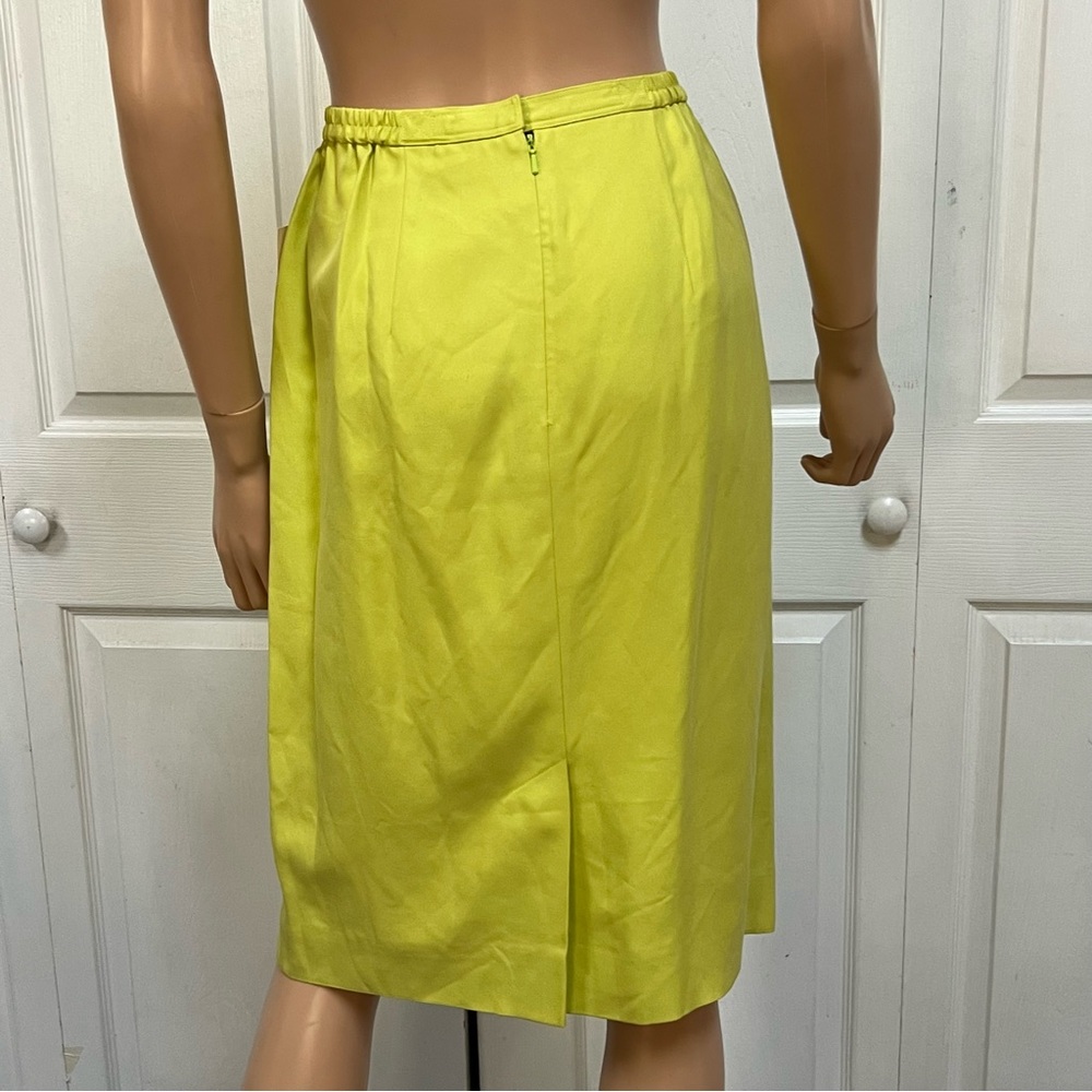 Dana Buchman Lime Green 100% Silk Button-Up Blazer & Skirt Set Belted Sz 12 NWT - Picture 11 of 16